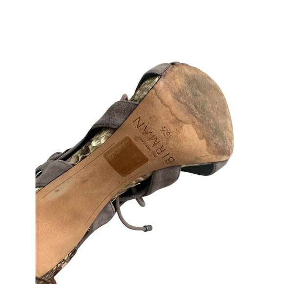 ALEXANDRE BIRMAN Gray Taupe Suede Leather Laceup Heels Size 36.5 / US 6.5 - Picture 3 of 8